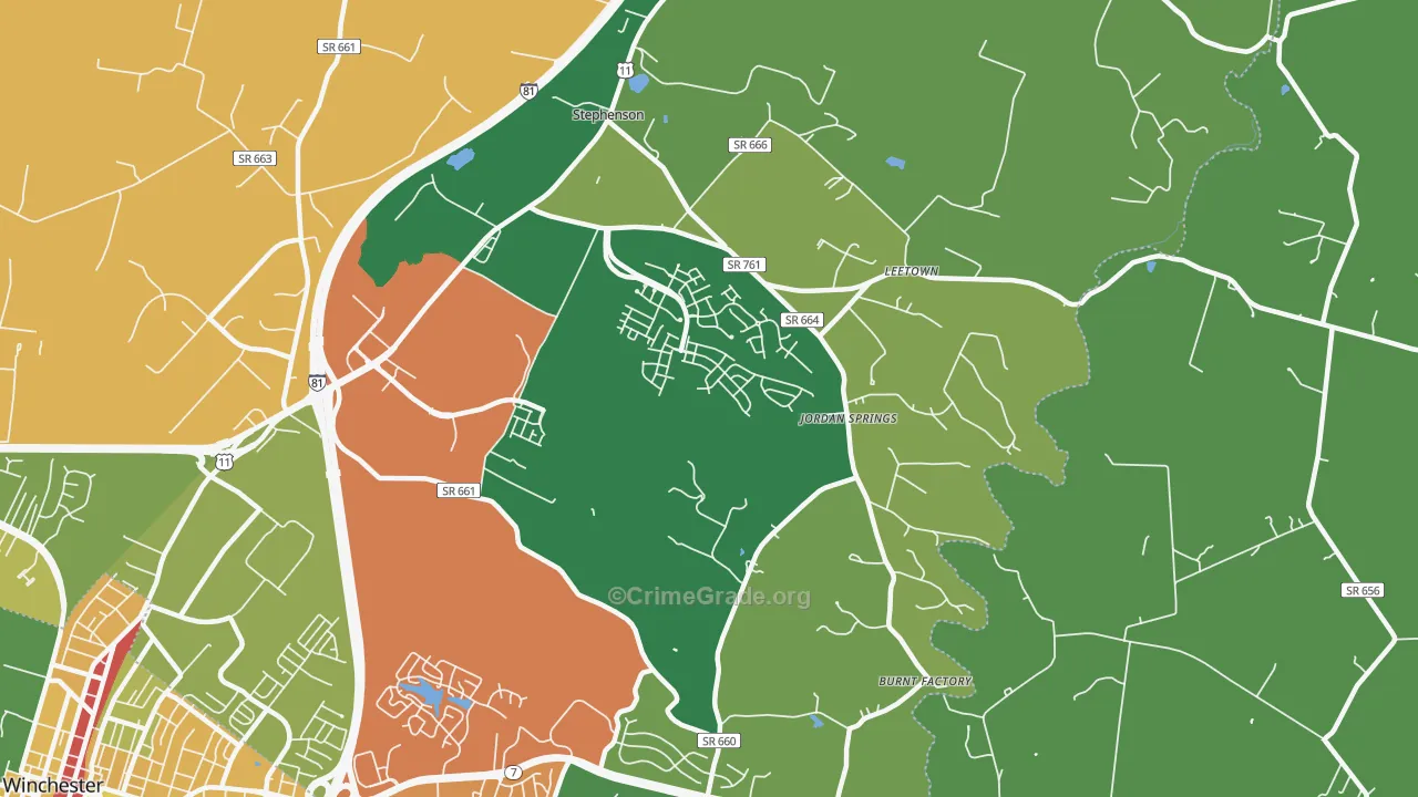 Stephenson, VA Map of Vandalism Rates