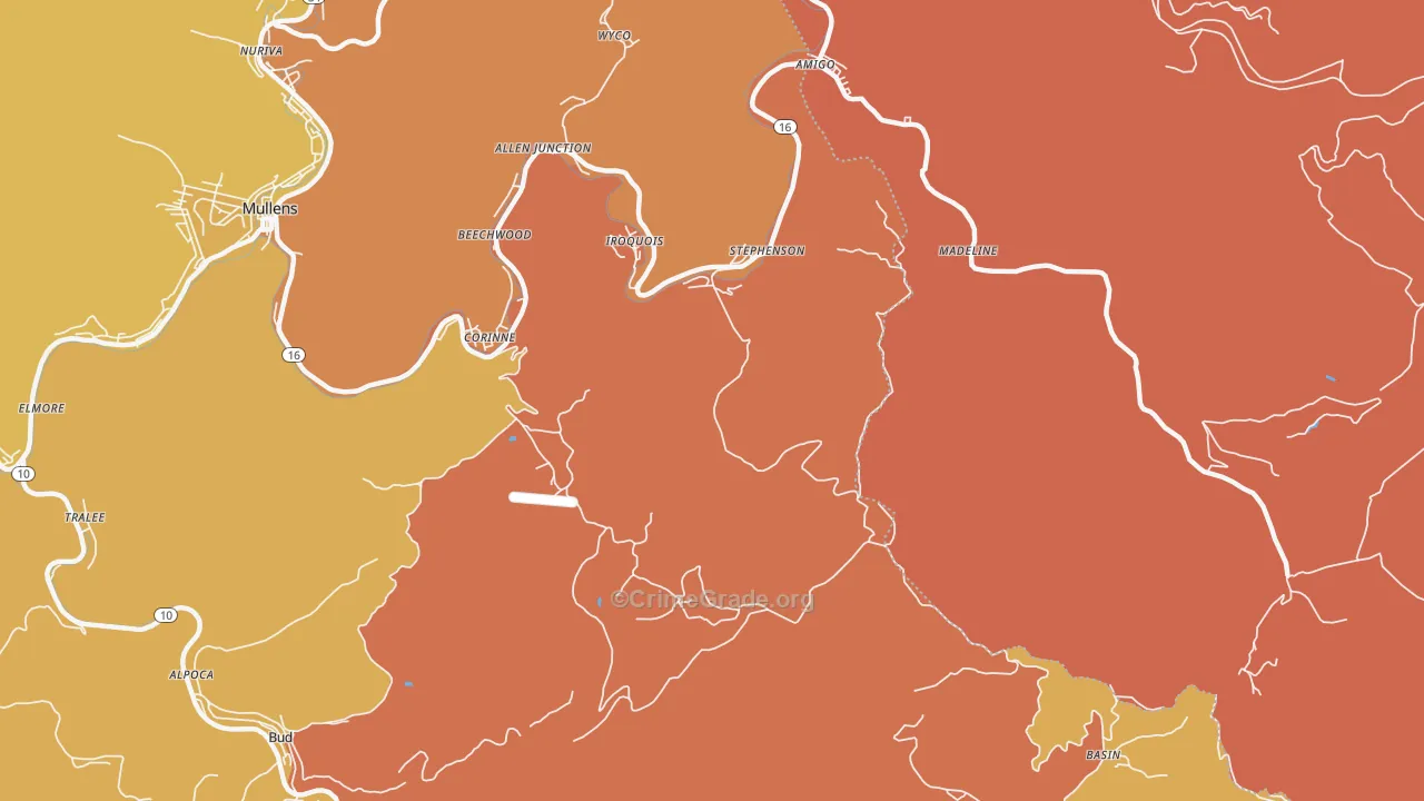 Stephenson, WV Map of Vandalism Rates