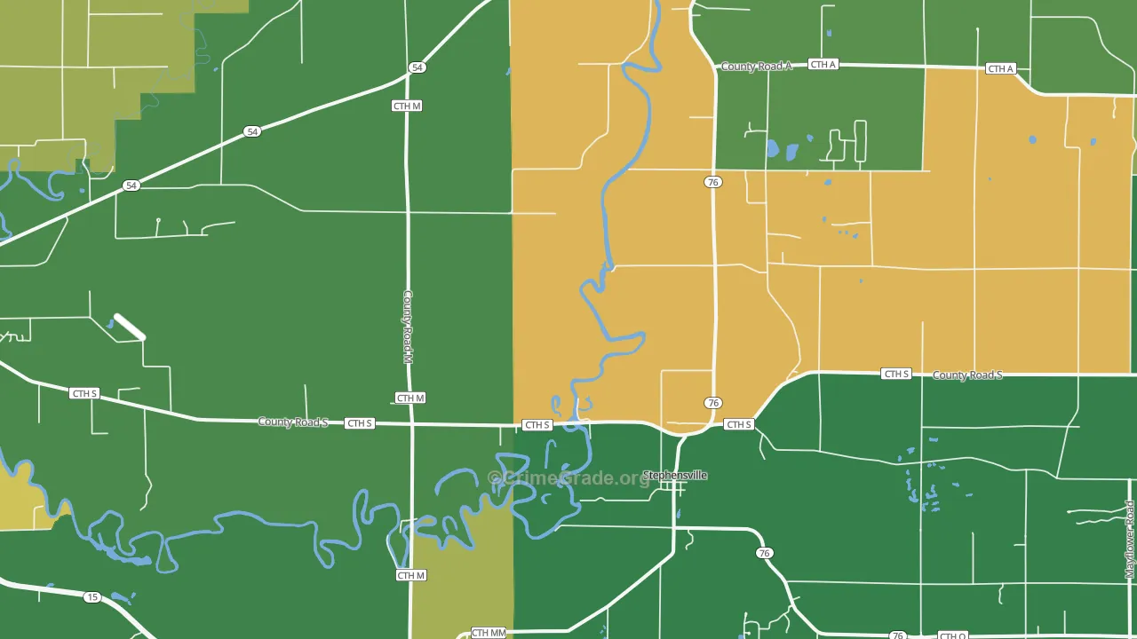 Stephensville, WI Map of Vandalism Rates