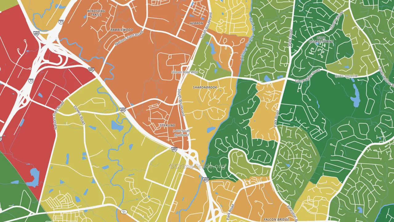 Sterling, Charlotte, NC Map of Vandalism Rates