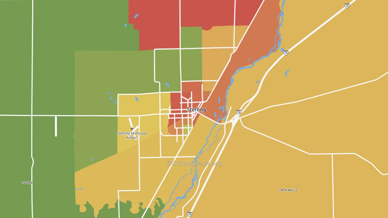 Sterling, CO Map of Vandalism Rates