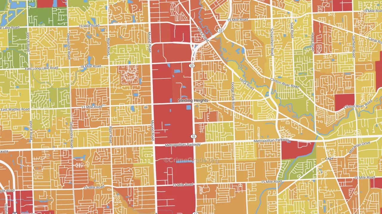 Sterling Heights, MI Map of Vandalism Rates
