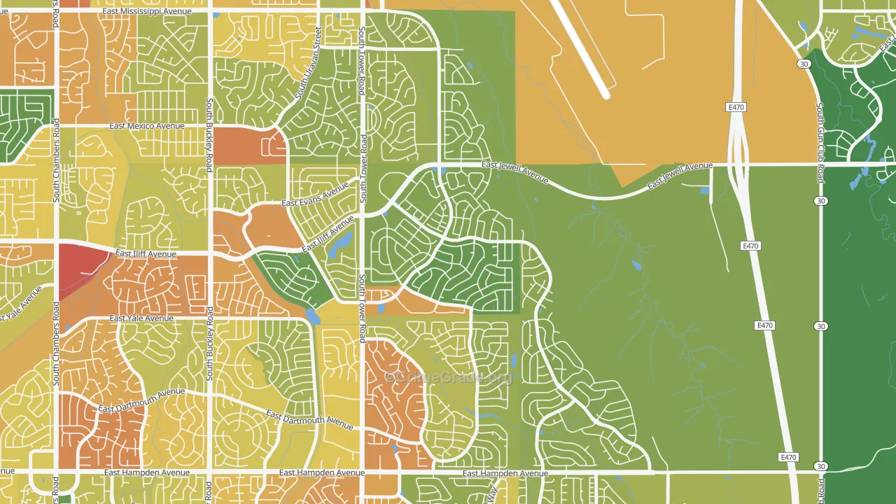 Sterling Hills, Aurora, CO Map of Vandalism Rates