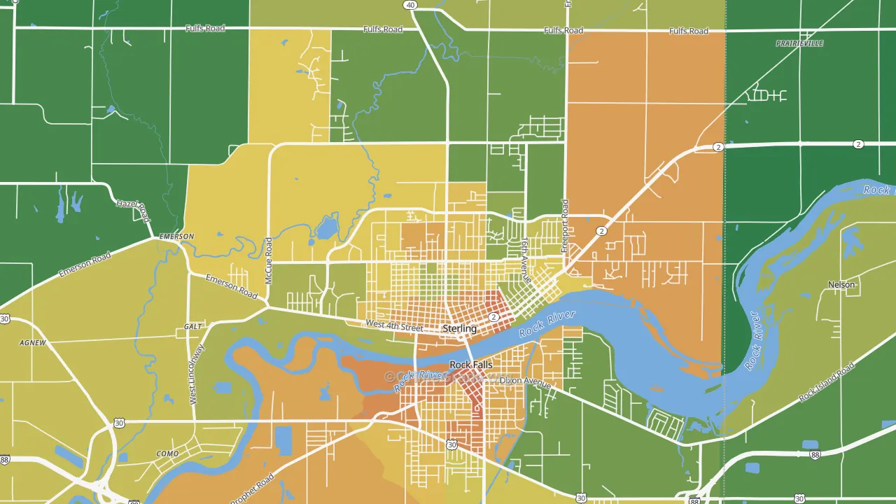 Sterling, IL Map of Vandalism Rates