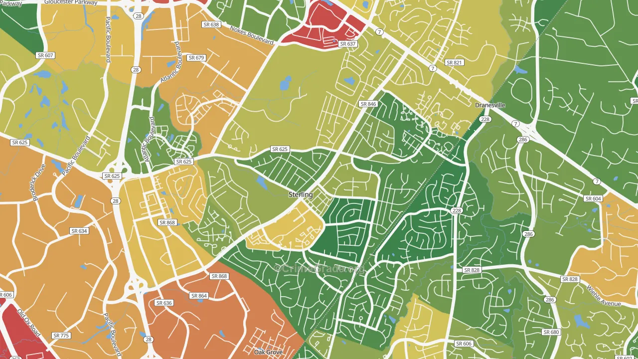 Sterling Park, Sterling, VA Map of Vandalism Rates
