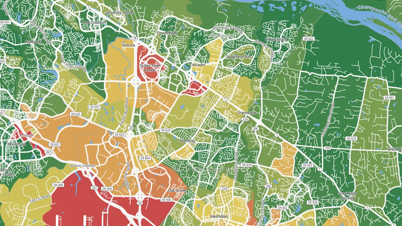 Sterling, VA Map of Vandalism Rates