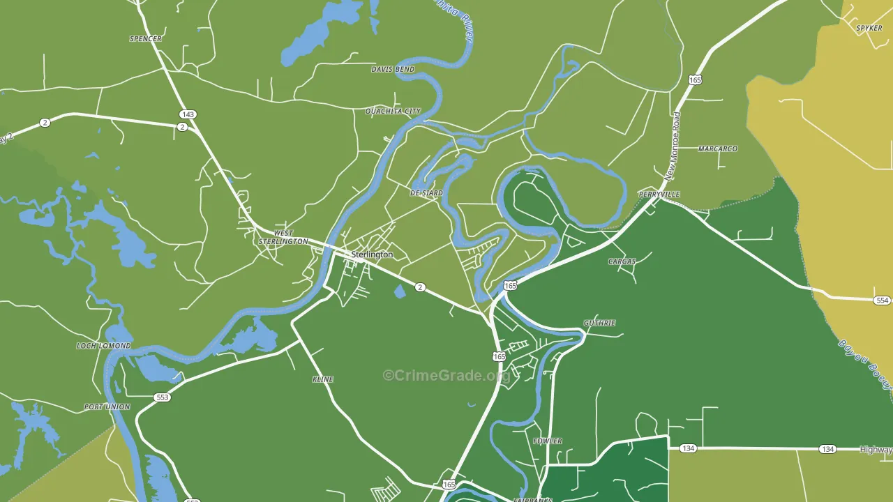 Sterlington, LA Map of Vandalism Rates