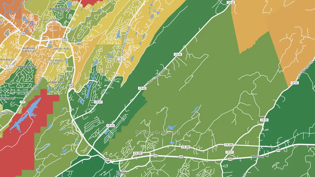 Sterrett, AL Map of Vandalism Rates