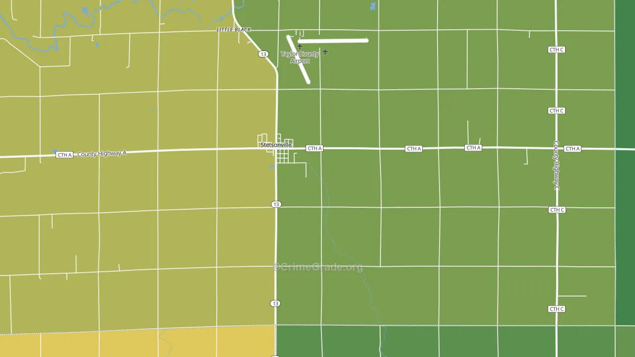 Stetsonville, WI Map of Vandalism Rates