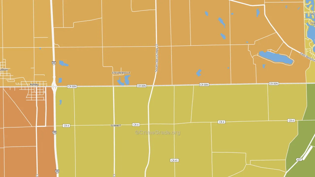 Steubenville, IN Map of Vandalism Rates