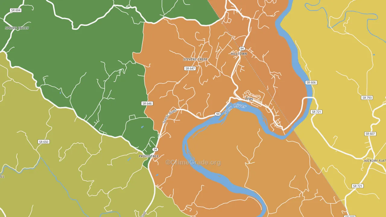Stevens Creek, VA Map of Vandalism Rates