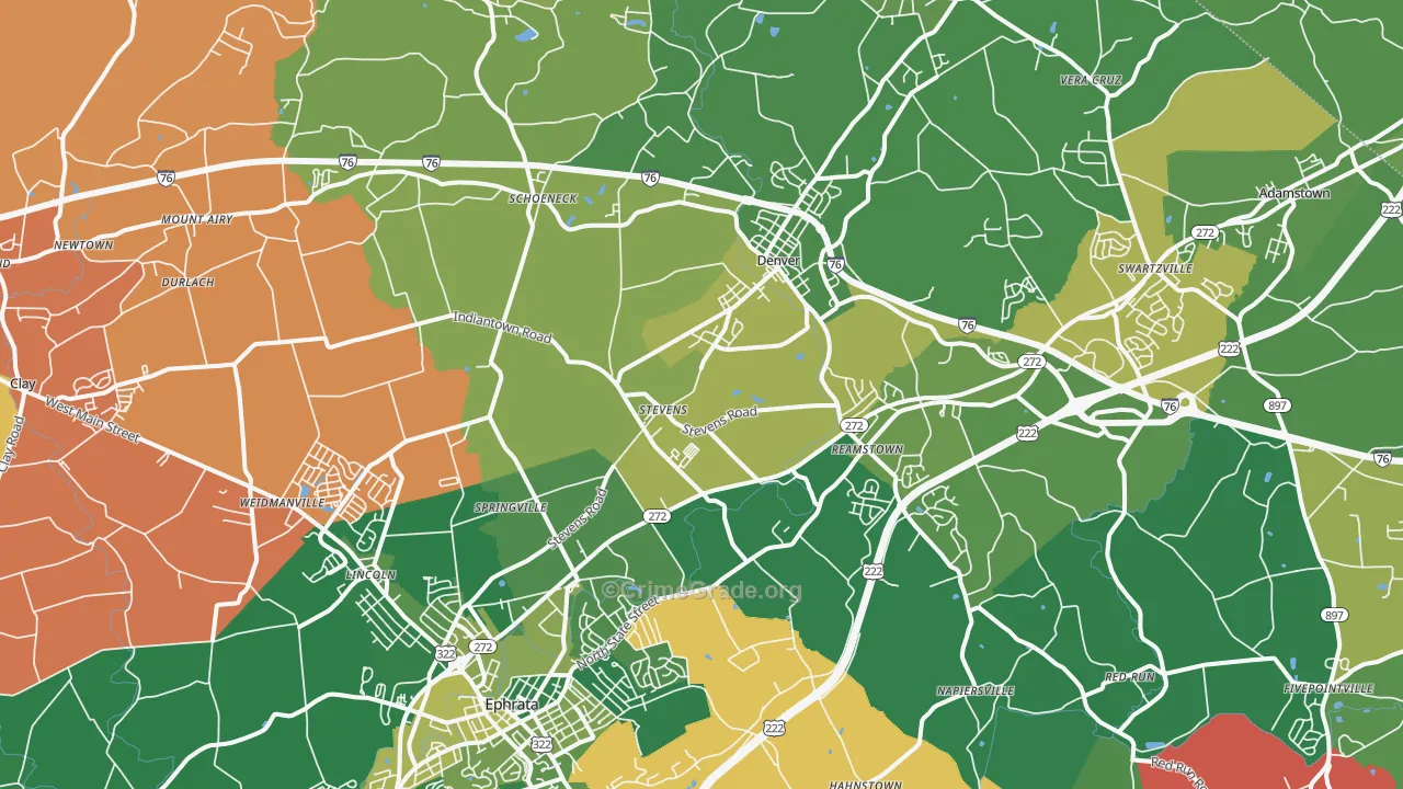 Stevens, PA Map of Vandalism Rates