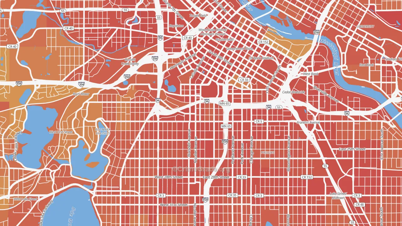Stevens Square, Minneapolis, MN Map of Vandalism Rates