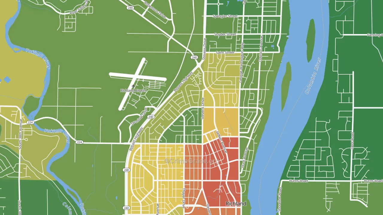 Stevens Triangle, Richland, WA Map of Vandalism Rates