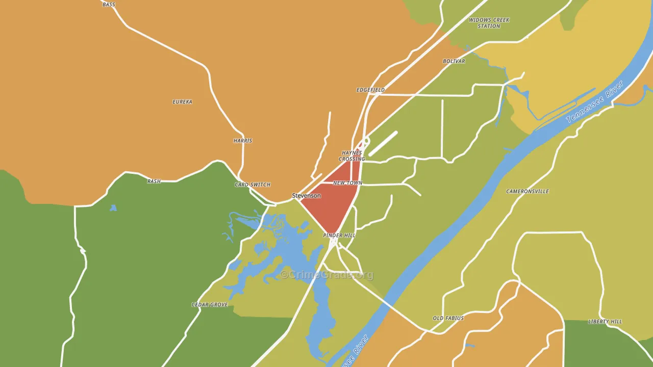 Stevenson, AL Map of Vandalism Rates