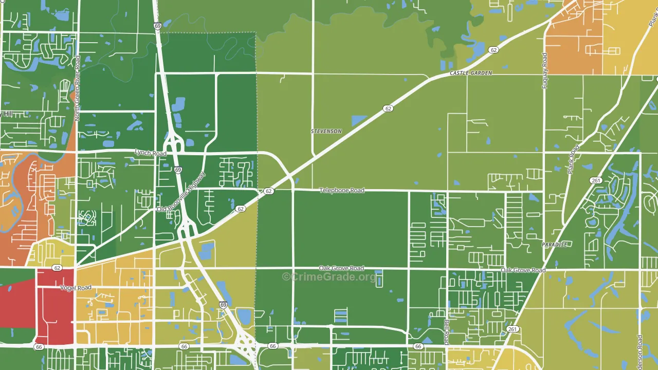Stevenson, IN Map of Vandalism Rates