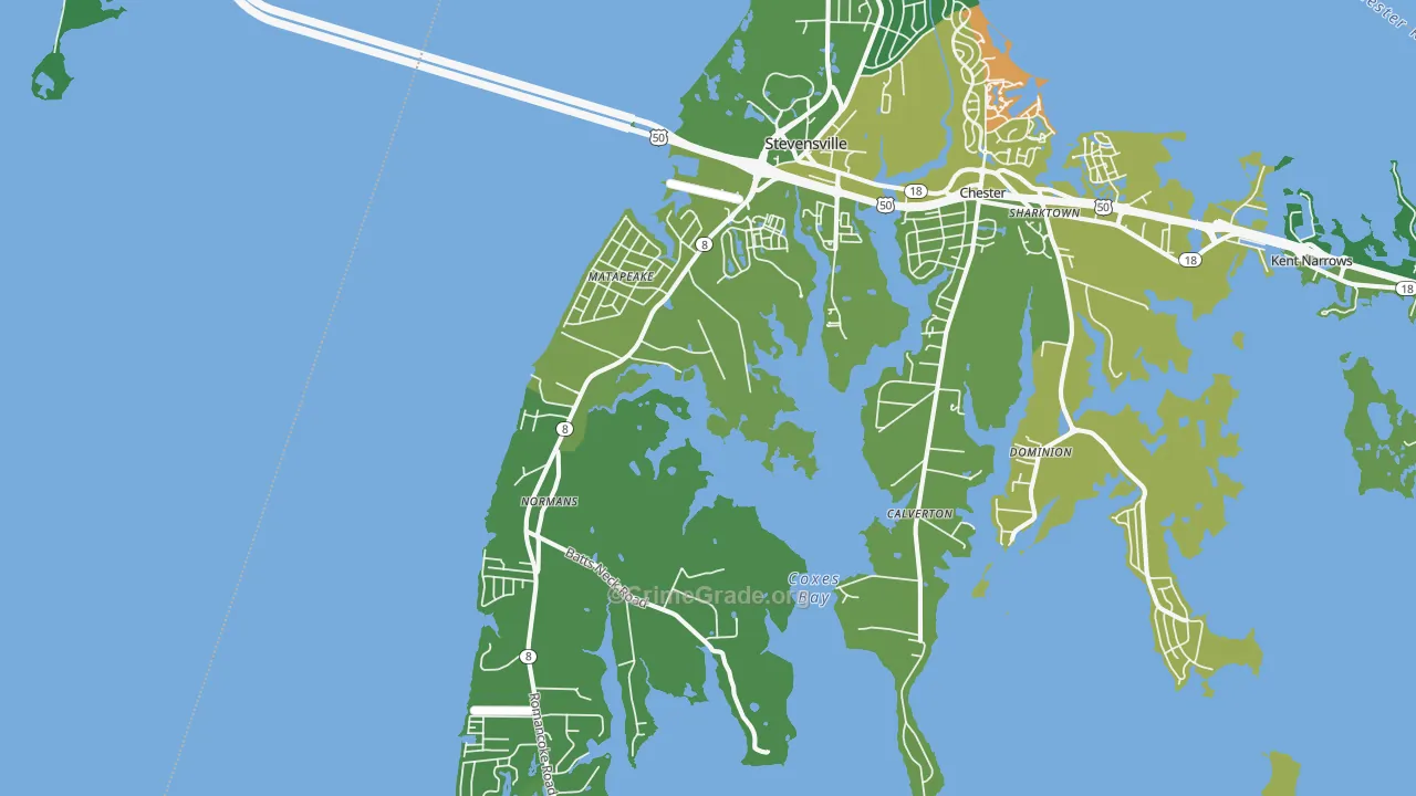 Stevensville, MD Map of Vandalism Rates