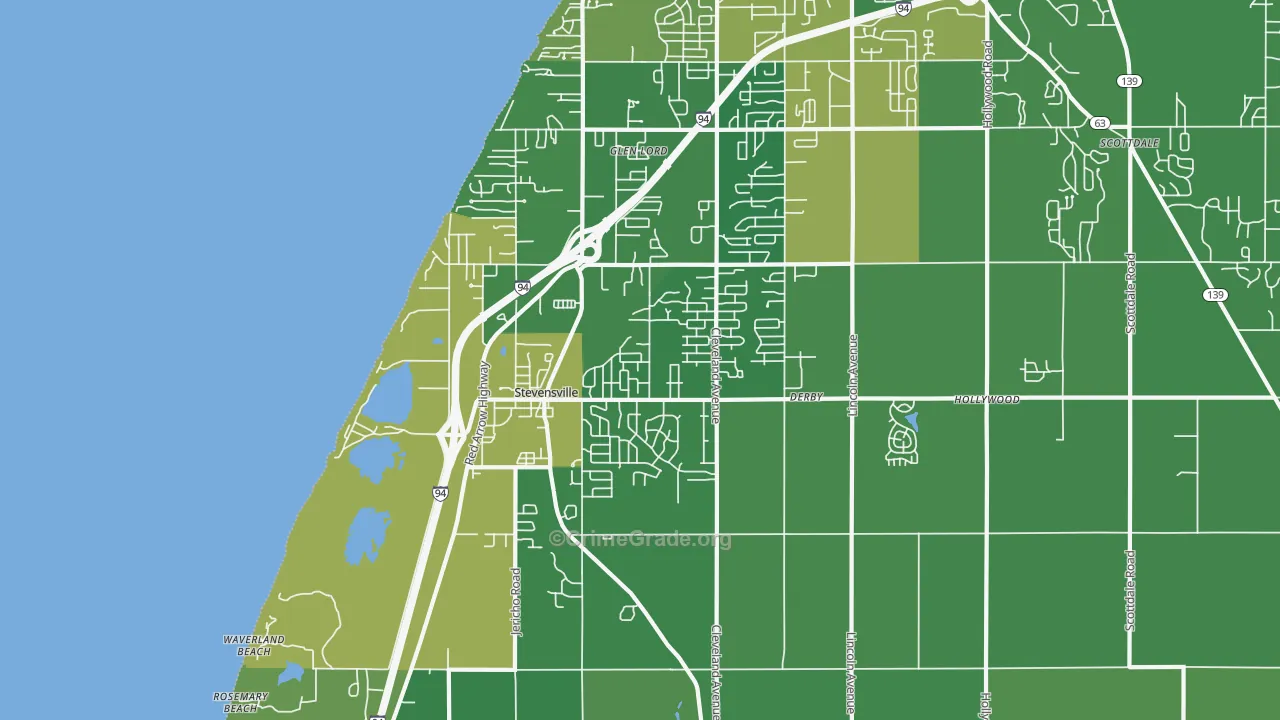 Stevensville, MI Map of Vandalism Rates