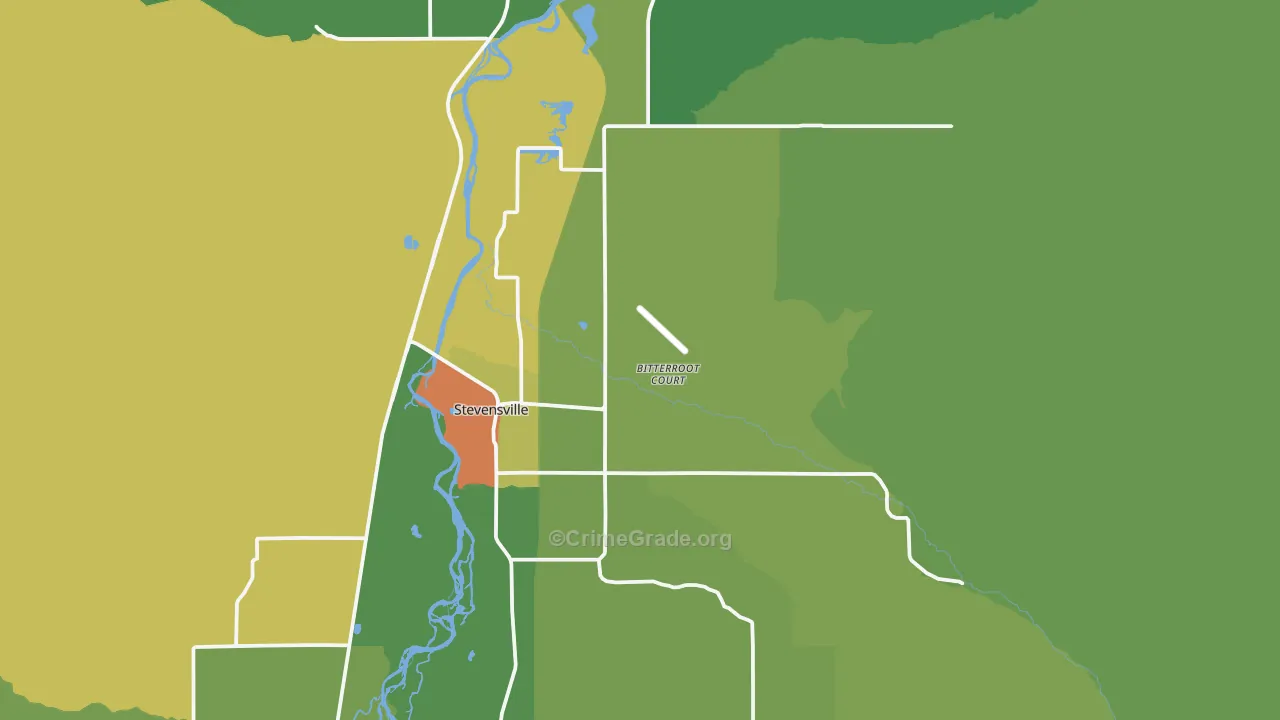 Stevensville, MT Map of Vandalism Rates
