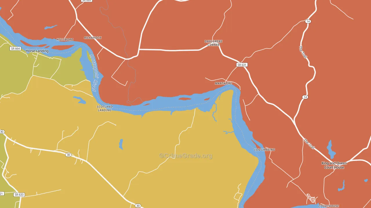 Stevensville, VA Map of Vandalism Rates