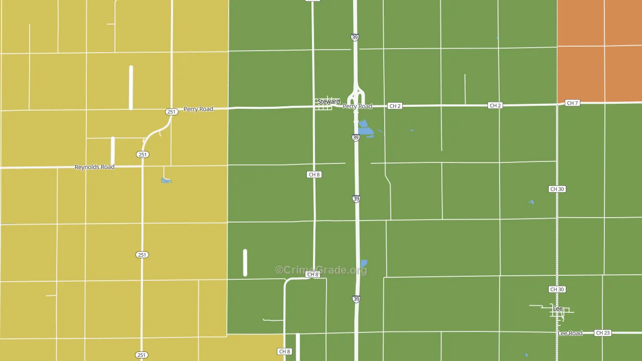 Steward, IL Map of Vandalism Rates