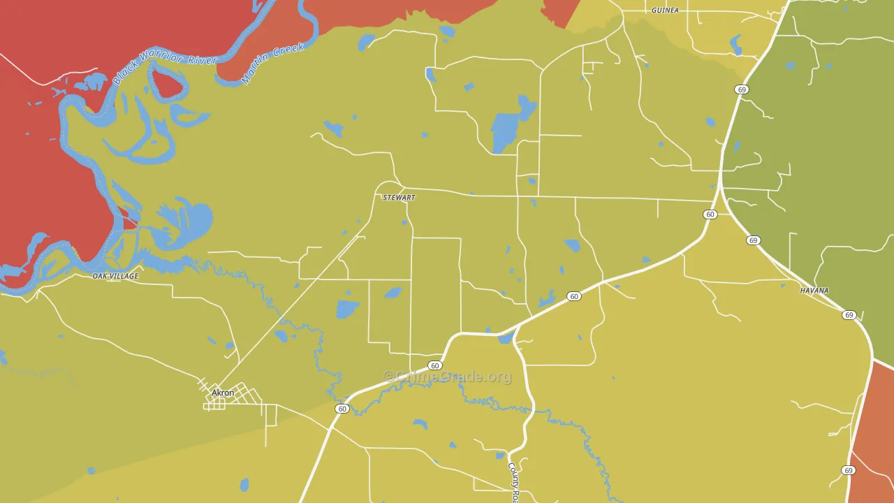 Stewart, AL Map of Vandalism Rates