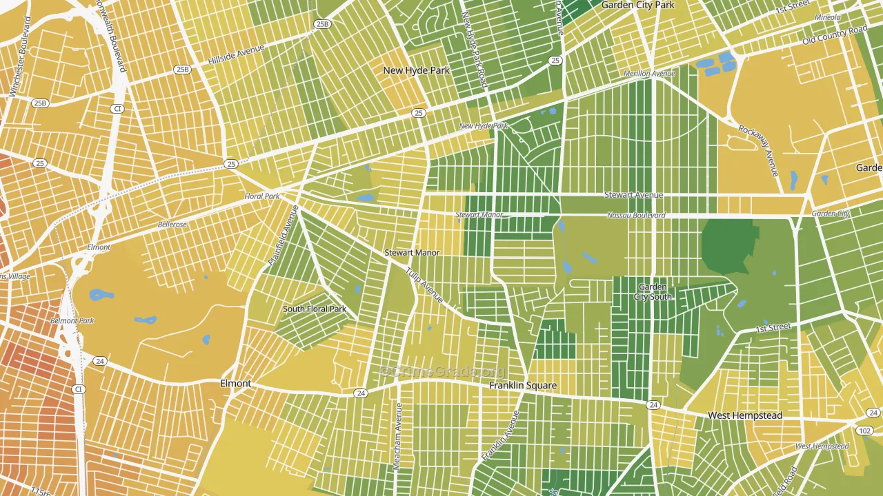 Stewart Manor, NY Map of Vandalism Rates
