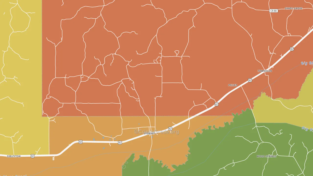 Stewart, MS Map of Vandalism Rates