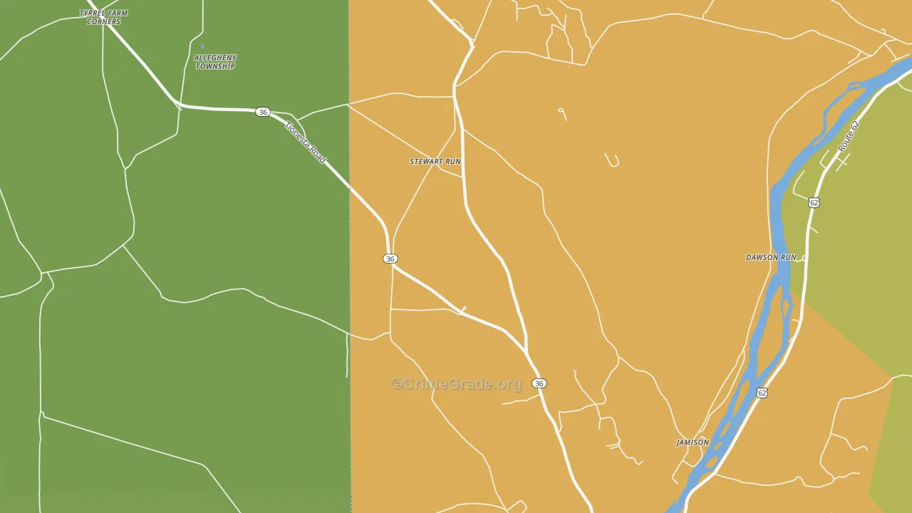 Stewart Run, PA Map of Vandalism Rates