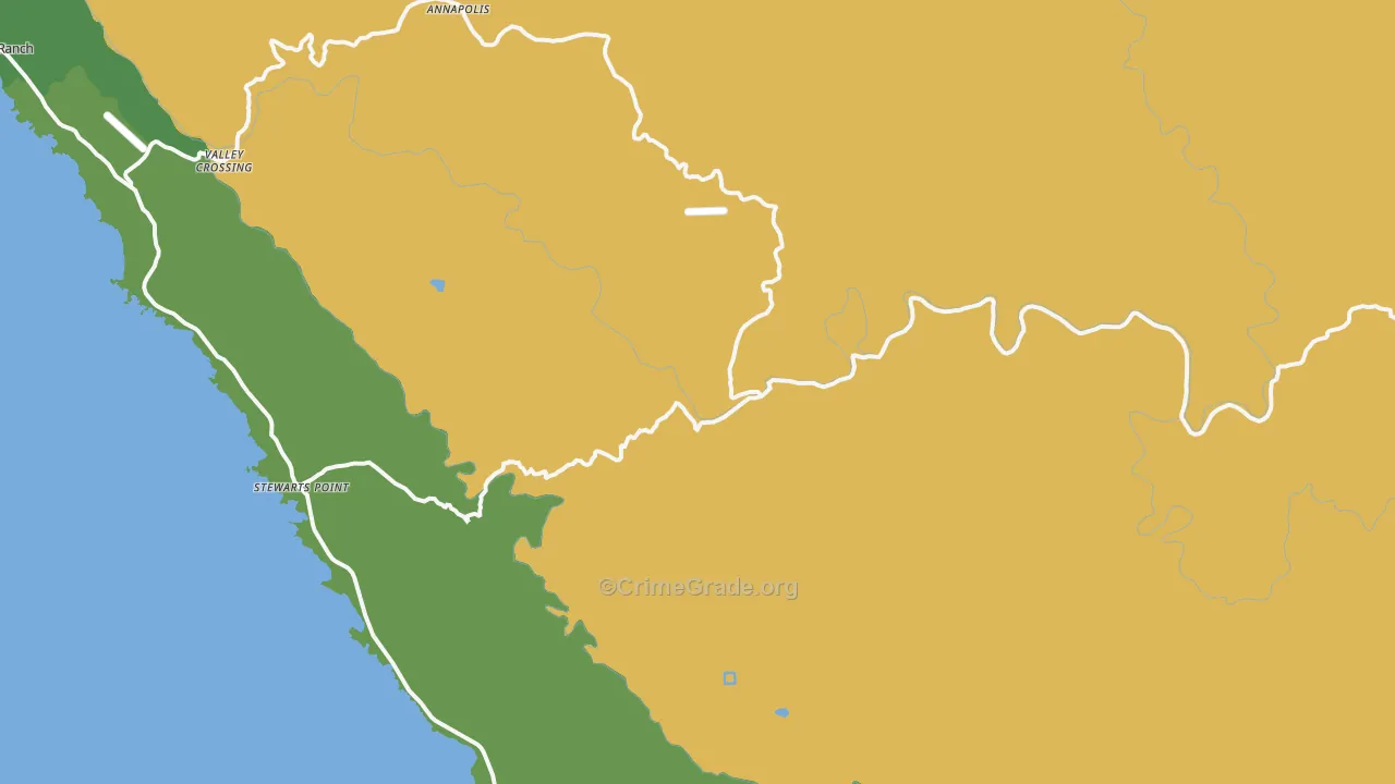 Stewarts Point, CA Map of Vandalism Rates