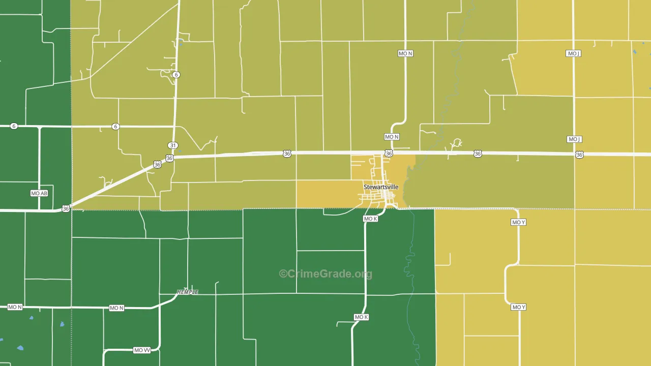 Stewartsville, MO Map of Vandalism Rates