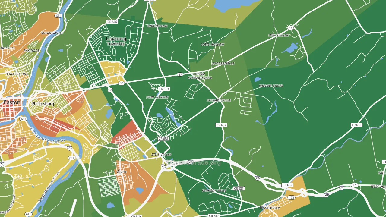Stewartsville, NJ Map of Vandalism Rates