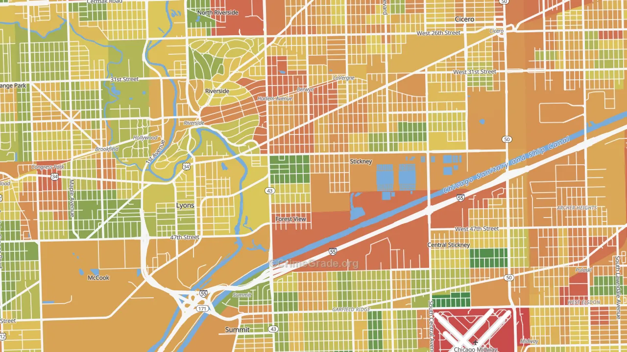 Stickney, IL Map of Vandalism Rates