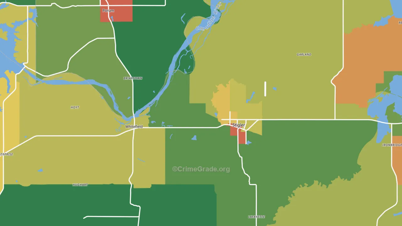 Stigler, OK Map of Vandalism Rates