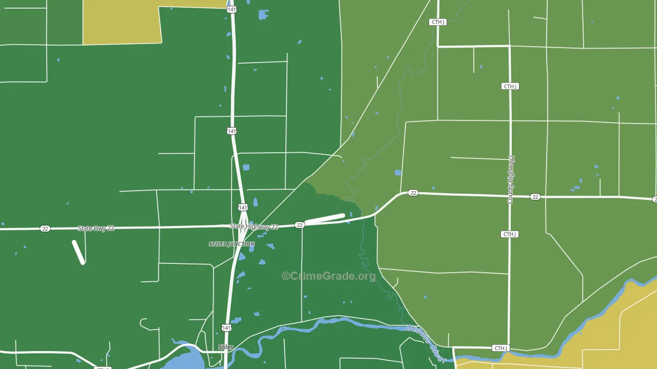 Stiles Junction, WI Map of Vandalism Rates