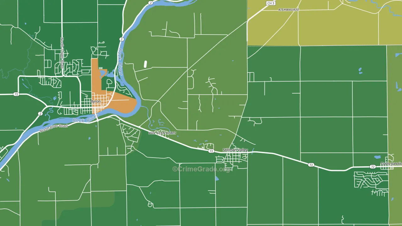 Stillman Valley, IL Map of Vandalism Rates