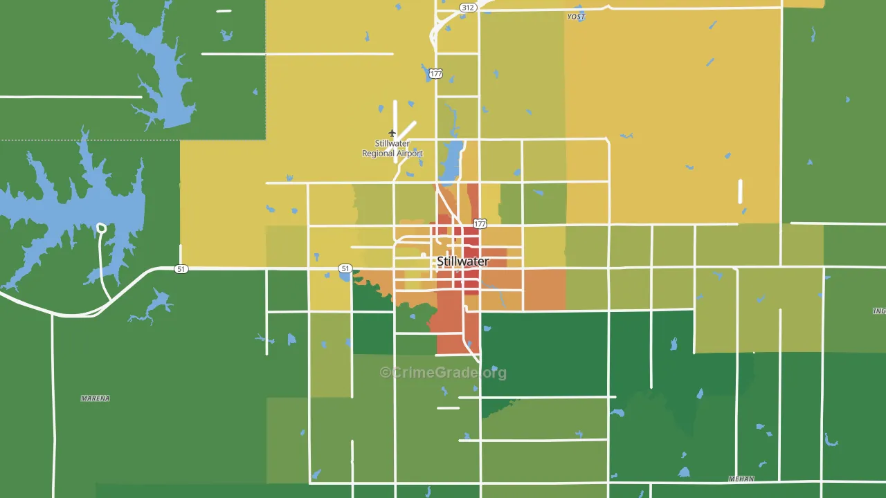 Stillwater, OK Map of Vandalism Rates