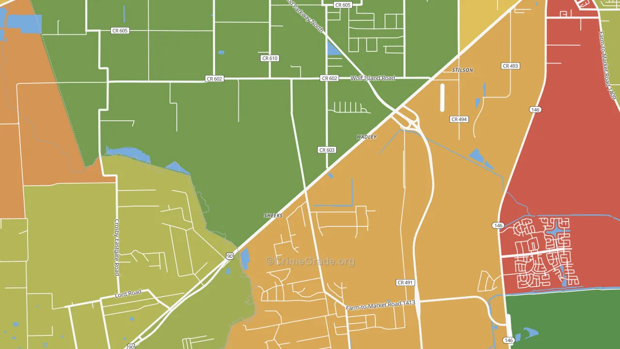 Stilson, TX Map of Vandalism Rates