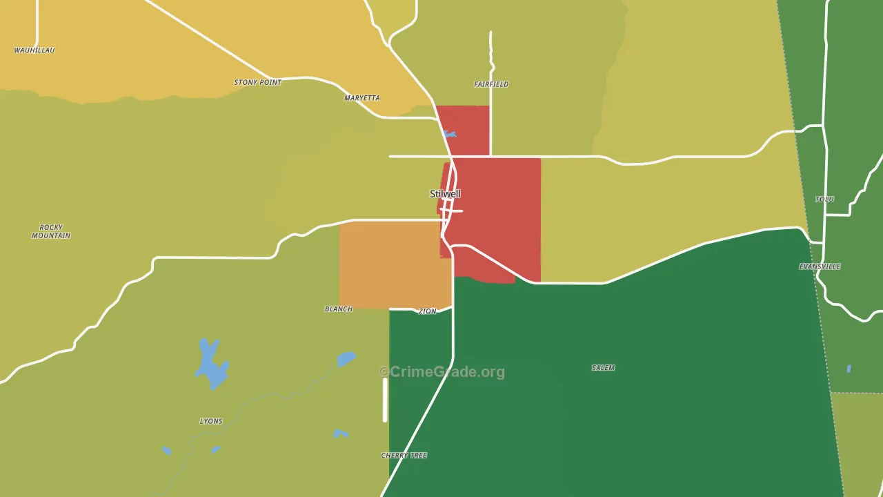 Stilwell, OK Map of Vandalism Rates