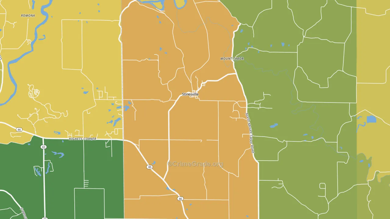 Stinesville, IN Map of Vandalism Rates