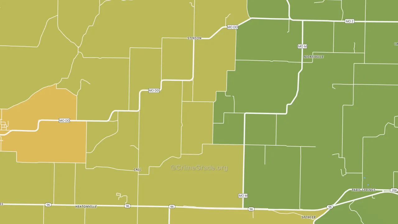 Stinson, MO Map of Vandalism Rates
