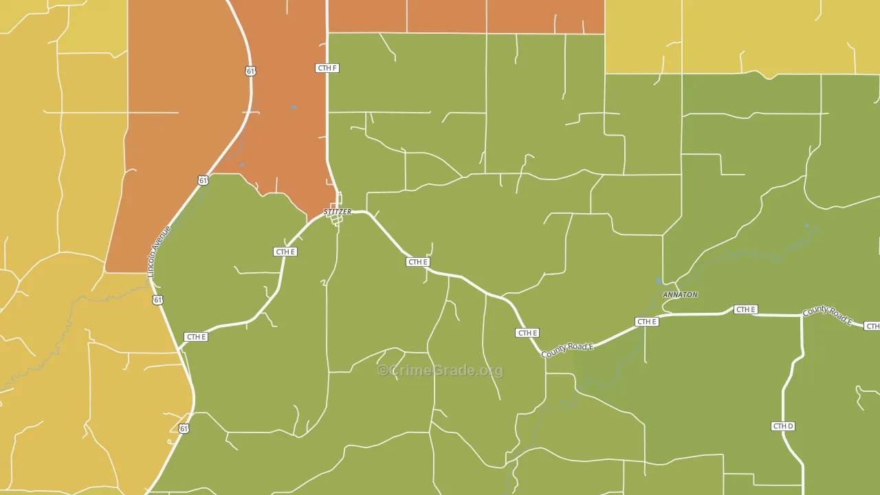 Stitzer, WI Map of Vandalism Rates