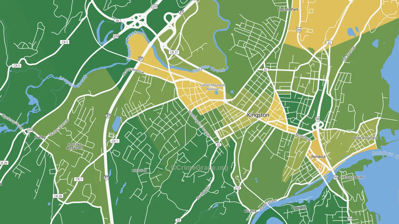 Stockade District, Kingston, NY Map of Vandalism Rates