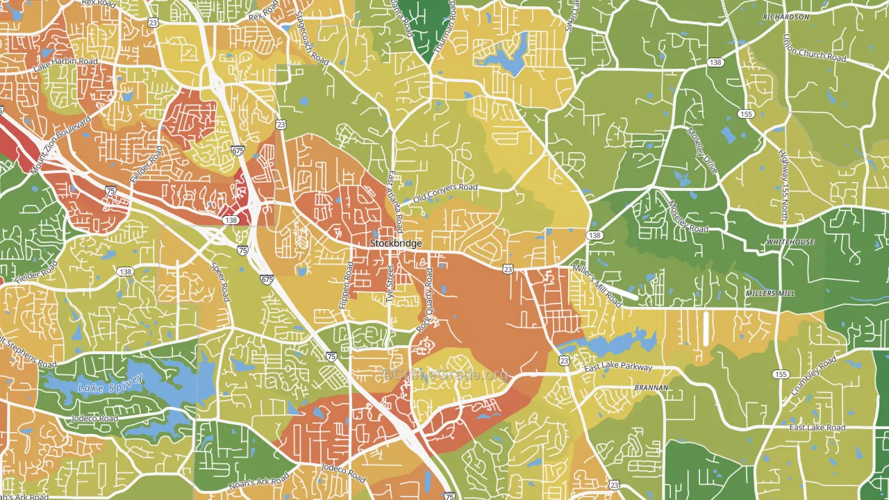 Stockbridge, GA Map of Vandalism Rates