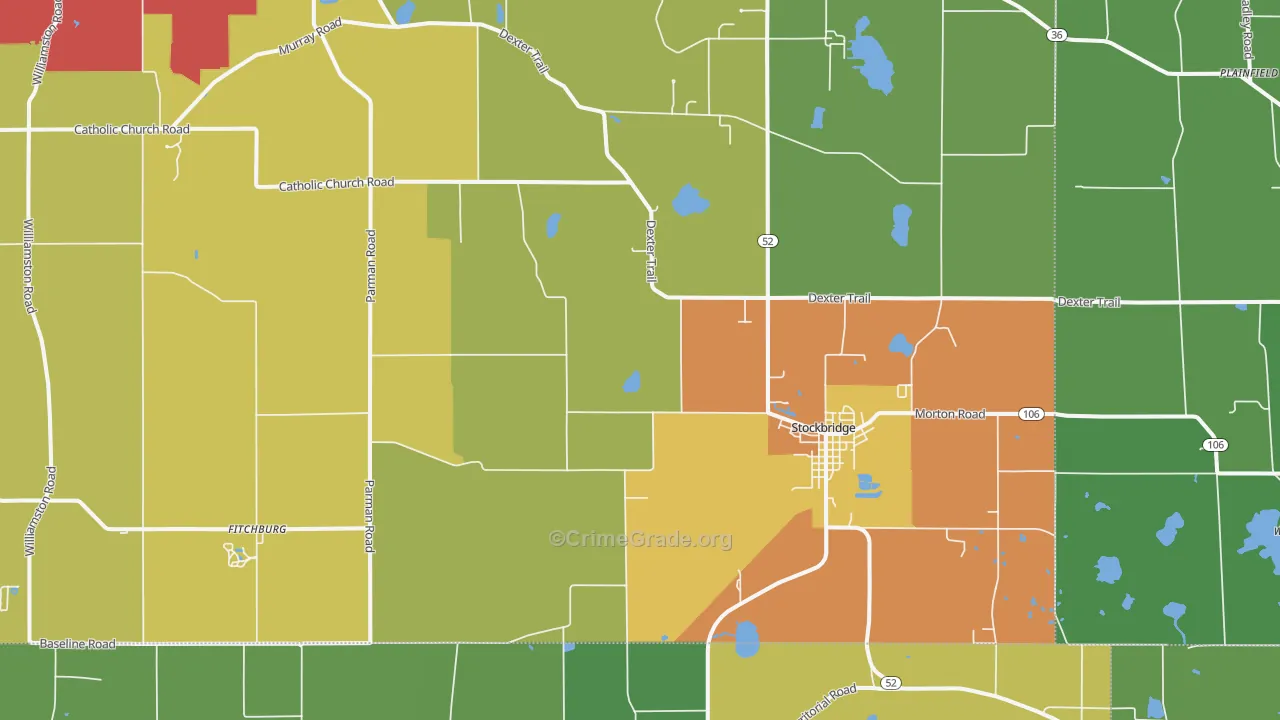 Stockbridge, MI Map of Vandalism Rates