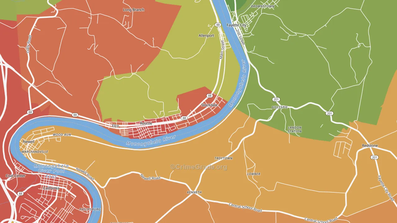 Stockdale, PA Map of Vandalism Rates