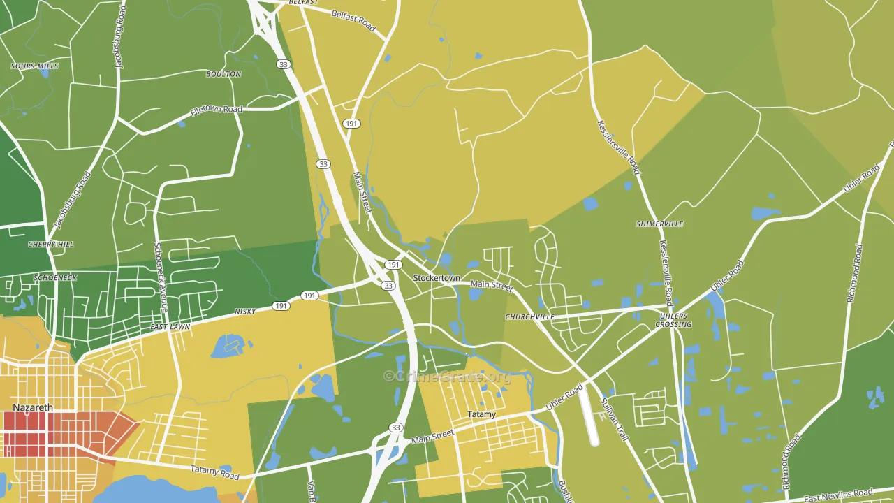 Stockertown, PA Map of Vandalism Rates
