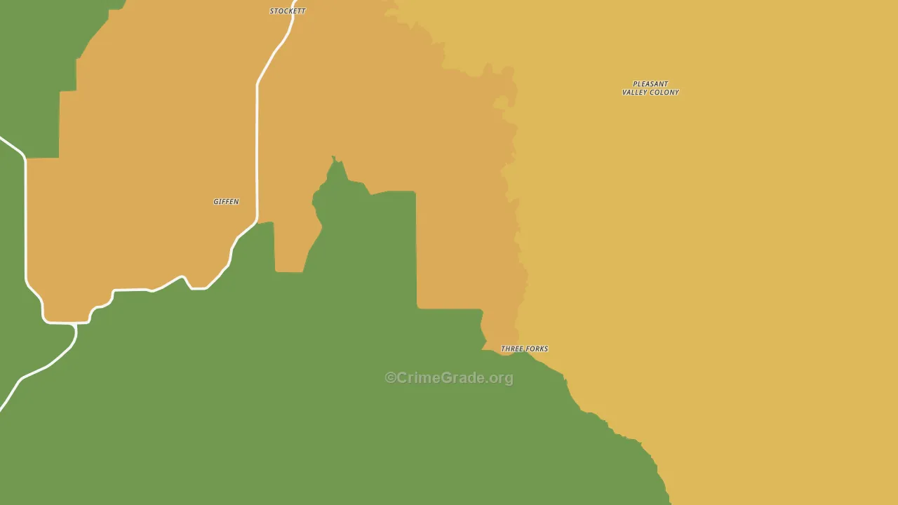 Stockett, MT Map of Vandalism Rates
