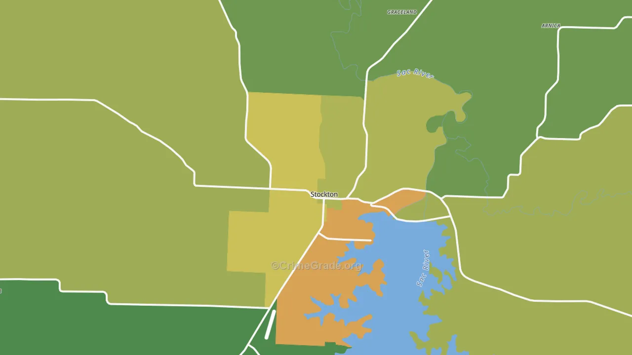 Stockton, MO Map of Vandalism Rates