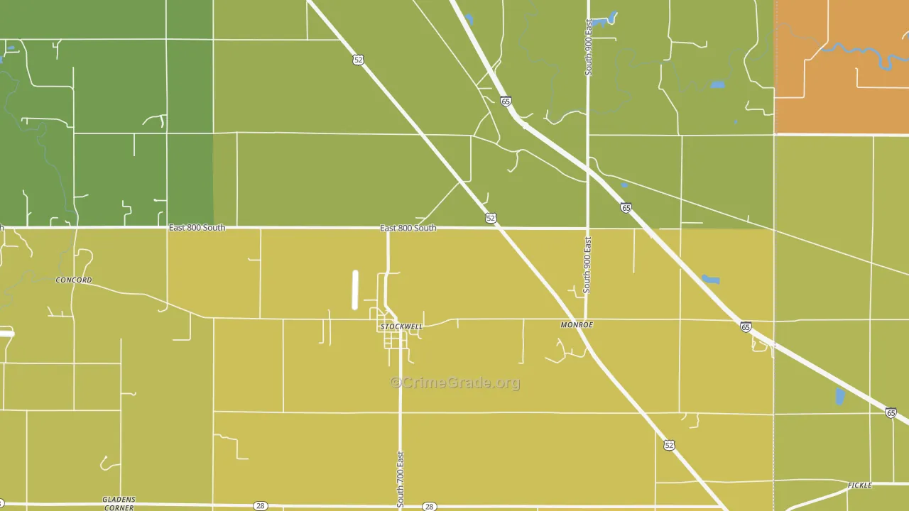 Stockwell, IN Map of Vandalism Rates